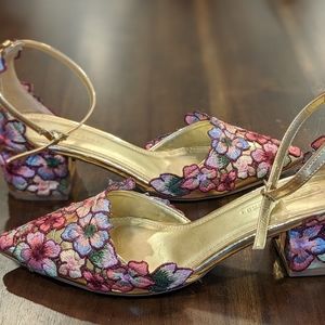 Asos Strut Floral Embroidered Pumps